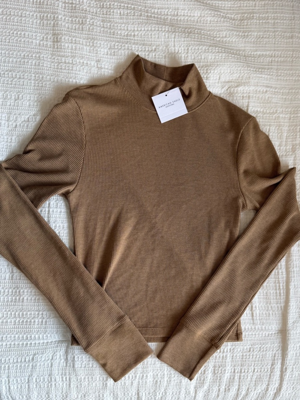 American Eagle Outfitters Brown Ribbed Mock Neck Sweater